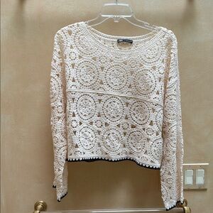 Zara Cream Crocheted sweater